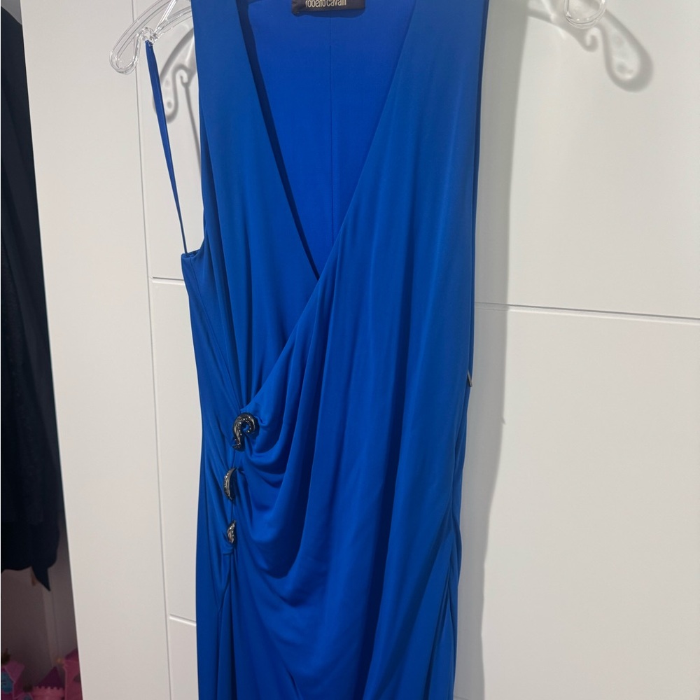 Roberto Cavalli One Shoulder Blue Dress